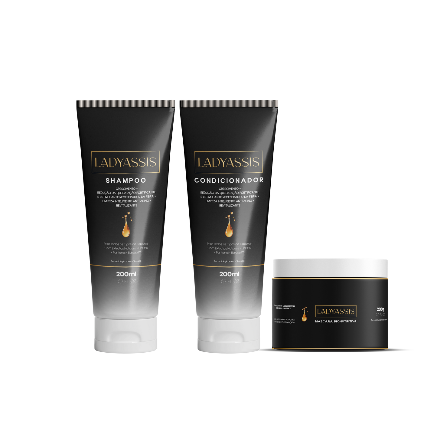 Kit Bisnaga Shampoo + Condicionador + Máscara - LadyAssis